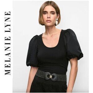 NWT!! MELANIE LYNE, Black puff sleeve top